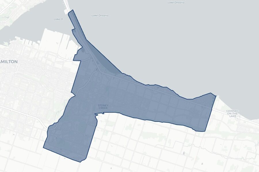Hamilton East—Stoney Creek 2025 federal election riding boundaries map